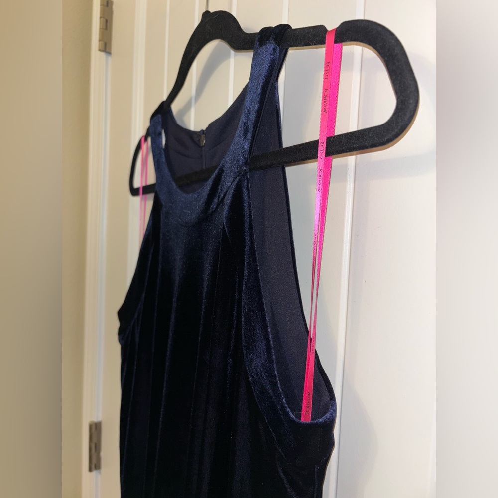 Betsey Johnson Blue Velvet Halter Swing Dress Size 10 - Picture 4 of 10